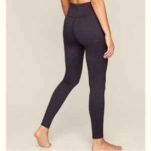 Athleta Jacquard Chaturanga Black Blue Leggings ST